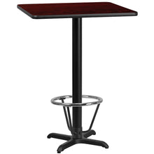 Load image into Gallery viewer, Bar height table with wooden top and black base on a white background