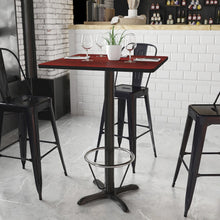 Load image into Gallery viewer, 30'' Mahogany Table Top with 22'' x 22'' Bar Height Table Base and Foot Ring
