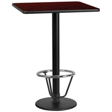 Load image into Gallery viewer, 30'' Mahogany Table Top with 18'' Round Bar Height Table Base and Foot Ring
