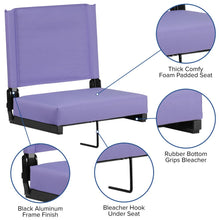 Load image into Gallery viewer, Lightweight Stadium Chair with Handle, Ultra-Padded Seat, Purple
