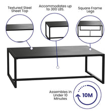 Load image into Gallery viewer, Patio Coffee Table Black Coffee Table, Porch, or Poolside - Steel Leg Frame