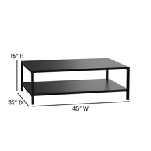 Load image into Gallery viewer, 2 Tier Patio Coffee Table Black Coffee Table, Porch, or Poolside-Steel Leg Frame
