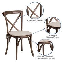 Load image into Gallery viewer, Stackable Early American Wood Cross Back Chair with Cushion
