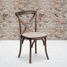 Load image into Gallery viewer, Stackable Early American Wood Cross Back Chair with Cushion