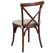 Load image into Gallery viewer, Stackable Mahogany Wood Cross Back Chair with Cushion