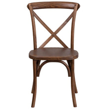 Load image into Gallery viewer, Stackable Pecan Wood Cross Back Chair