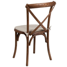 Load image into Gallery viewer, Stackable Pecan Wood Cross Back Chair with Cushion