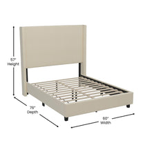 Load image into Gallery viewer, Full Upholstered Platform Bed with Channel Stitched Wingback Headboard, Beige
