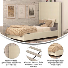 Load image into Gallery viewer, Twin Upholstered Platform Bed with Channel Stitched Wingback Headboard, Beige