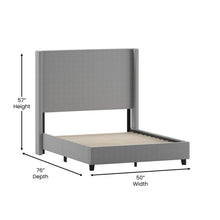 Load image into Gallery viewer, Full Upholstered Platform Bed with Channel Stitched Wingback Headboard, Gray
