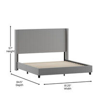 Load image into Gallery viewer, King Upholstered Platform Bed with Channel Stitched Wingback Headboard, Gray