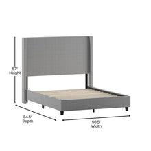 Load image into Gallery viewer, Queen Upholstered Platform Bed with Channel Stitched Wingback Headboard, Gray