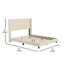 Load image into Gallery viewer, Queen Upholstered Platform Bed with Wingback Headboard, Beige Faux Linen