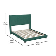 Load image into Gallery viewer, Full Upholstered Platform Bed with Vertical Stitched Headboard, Emerald Velvet