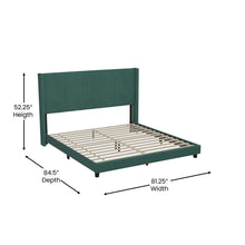 Load image into Gallery viewer, King Upholstered Platform Bed with Vertical Stitched Headboard, Emerald Velvet