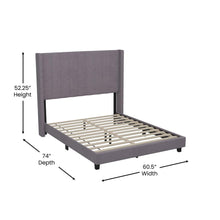 Load image into Gallery viewer, Full Upholstered Platform Bed with Vertical Stitched Headboard, Gray Velvet