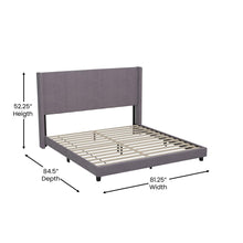 Load image into Gallery viewer, King Upholstered Platform Bed with Vertical Stitched Headboard, Gray Velvet