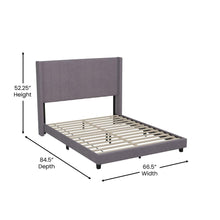 Load image into Gallery viewer, Queen Upholstered Platform Bed with Vertical Stitched Headboard, Gray Velvet