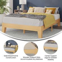 Load image into Gallery viewer, Natural Pine Finish Wood Full Platform Bed with Wooden Support Slats