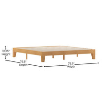 Load image into Gallery viewer, Natural Pine Finish Wood King Platform Bed with Wooden Support Slats