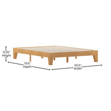 Load image into Gallery viewer, Natural Pine Finish Wood Queen Platform Bed with Wooden Support Slats