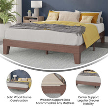 Load image into Gallery viewer, Wood Queen Platform Bed with Wooden Support Slats, No Box Spring Required