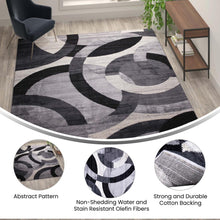 Load image into Gallery viewer, Geometric 8' x 10' Black and Gray Olefin Area Rug, Living Room, Bedroom