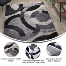 Load image into Gallery viewer, Geometric 6' x 9' Black and Gray Olefin Area Rug, Living Room, Bedroom