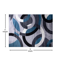 Load image into Gallery viewer, Geometric 6' x 9' Blue and Gray Olefin Area Rug, Living Room, Bedroom