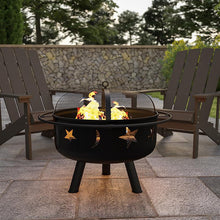 Load image into Gallery viewer, 29" Round Wood Burning Firepit with Mesh Spark Screen