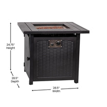 Load image into Gallery viewer, 28" Propane Gas Fire Pit Table with Stainless Steel Tabletop - Black