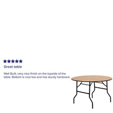 Load image into Gallery viewer, 4-Foot Round Wood Folding Banquet Table with Clear Coated Finished Top