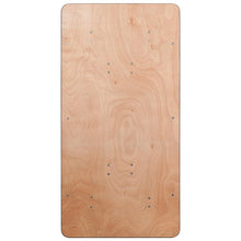 Load image into Gallery viewer, 5-Foot Rectangular Wood Folding Banquet Table with Clear Coated Finished Top