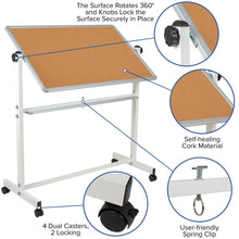 Load image into Gallery viewer, 45.25"W x 54.75"H Reversible Mobile Board and White Board with Pen Tray