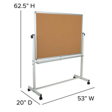 Load image into Gallery viewer, 53"W x 62.5"H Reversible Mobile Board and White Board with Pen Tray