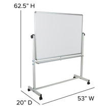 Load image into Gallery viewer, 53"W x 62.5"H Double-Sided Mobile White Board with Pen Tray