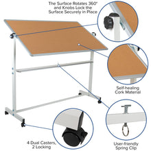 Load image into Gallery viewer, 62.5"W x 62.25"H Reversible Mobile Board and White Board with Pen Tray
