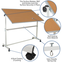 Load image into Gallery viewer, 64.25"W x 64.75"H Reversible Mobile Board and White Board with Pen Tray