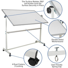 Load image into Gallery viewer, 64.25"W x 64.75"H Double-Sided Mobile White Board with Pen Tray