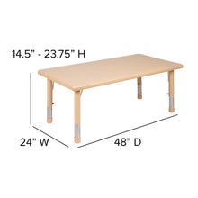 Load image into Gallery viewer, 24"W x 48"L Rectangular Natural Plastic Height Adjustable Activity Table