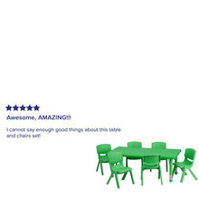 Load image into Gallery viewer, 24''W x 48''L Green Plastic Height Adjustable Activity Table Set with 6 Chairs