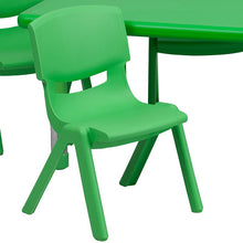 Load image into Gallery viewer, 24''W x 48''L Green Plastic Height Adjustable Activity Table Set with 4 Chairs