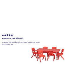 Load image into Gallery viewer, 24''W x 48''L Red Plastic Height Adjustable Activity Table Set with 6 Chairs