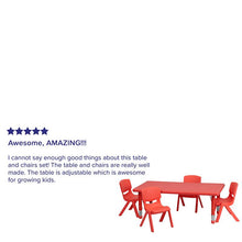 Load image into Gallery viewer, 24''W x 48''L Red Plastic Height Adjustable Activity Table Set with 4 Chairs