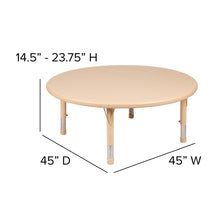 Load image into Gallery viewer, 45" Round Natural Plastic Height Adjustable Activity Table