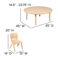 Load image into Gallery viewer, 45" Round Natural Plastic Height Adjustable Activity Table Set with 4 Chairs
