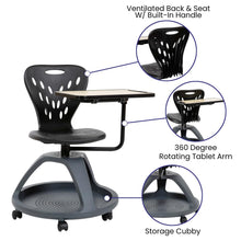 Load image into Gallery viewer, Black Mobile Desk Chair with 360 Degree Tablet Rotation