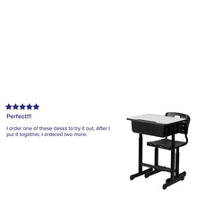 Load image into Gallery viewer, Adjustable Height Student Desk and Chair with Black Pedestal Frame