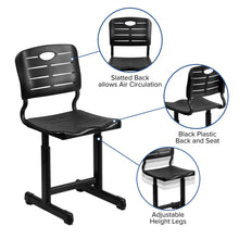Load image into Gallery viewer, Black Student Chair with Black Pedestal Frame