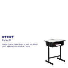 Load image into Gallery viewer, Student Desk with Grey Top and Adjustable Height Black Pedestal Frame